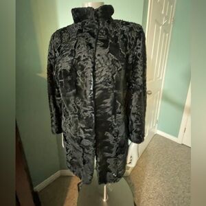 BROADTAIL Lamb Fur Coat- REAL - Ladies 12 *see notes